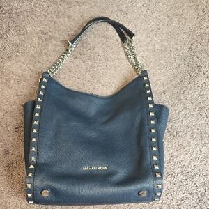 Michael Kors Dark Blue Studded Shoulder Bag